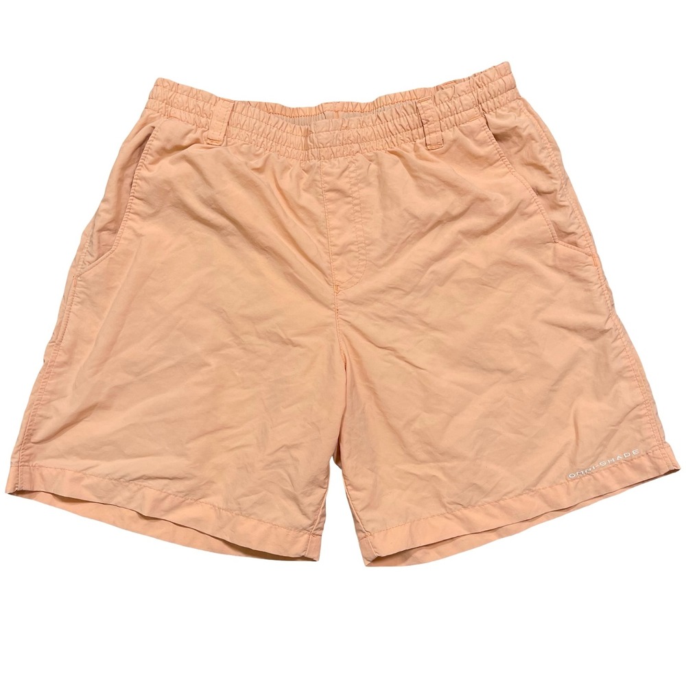 Columbia PFG Peach Orange Omni Shade Swim Trunks Shorts Boys L 14/16 Nylon
